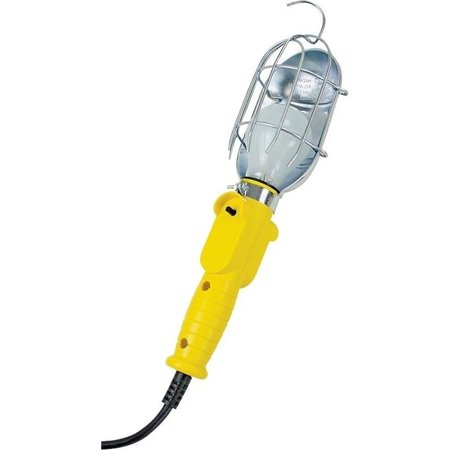 POWERZONE Work Light with Metal Guard and Single Outlet, 12 A, 6 ft L Cord, Yellow ORTL010606